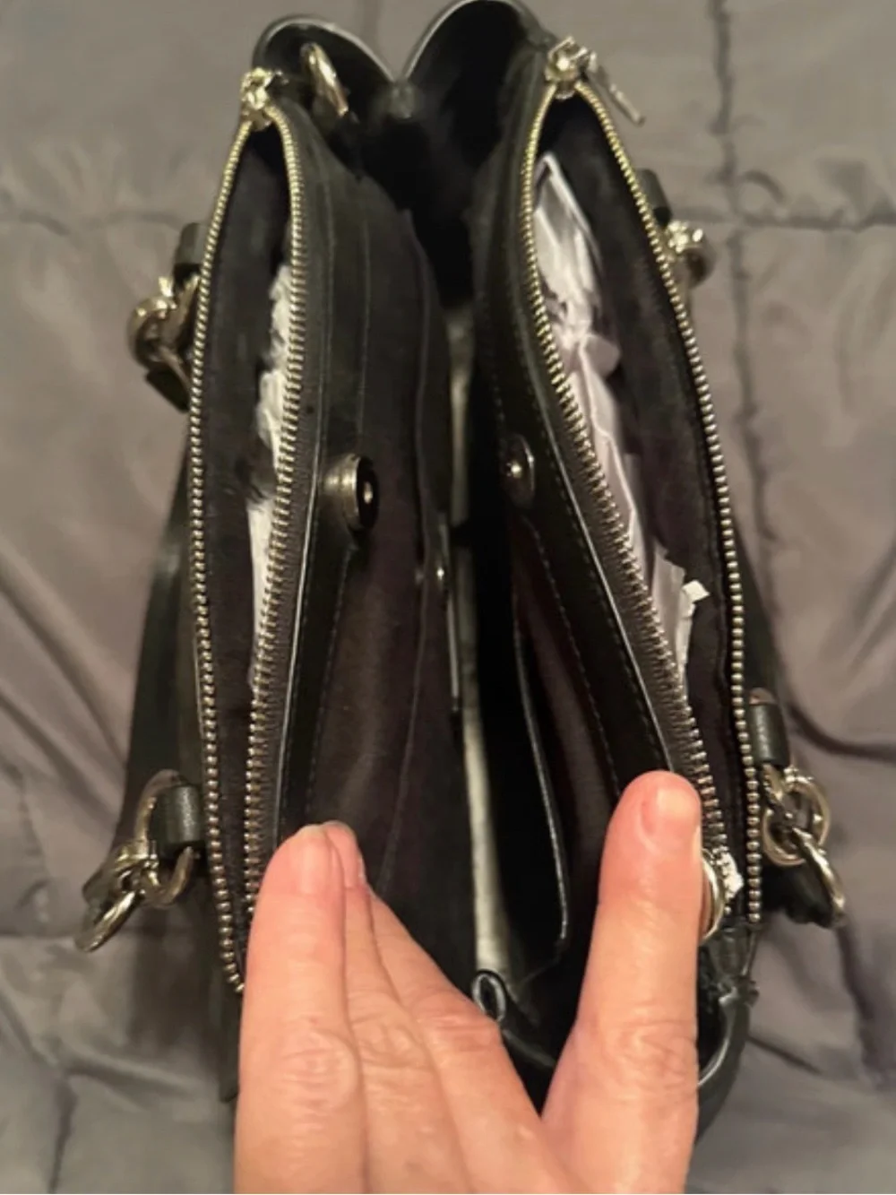 Coach Black Signature Satchel with Silver Hardware